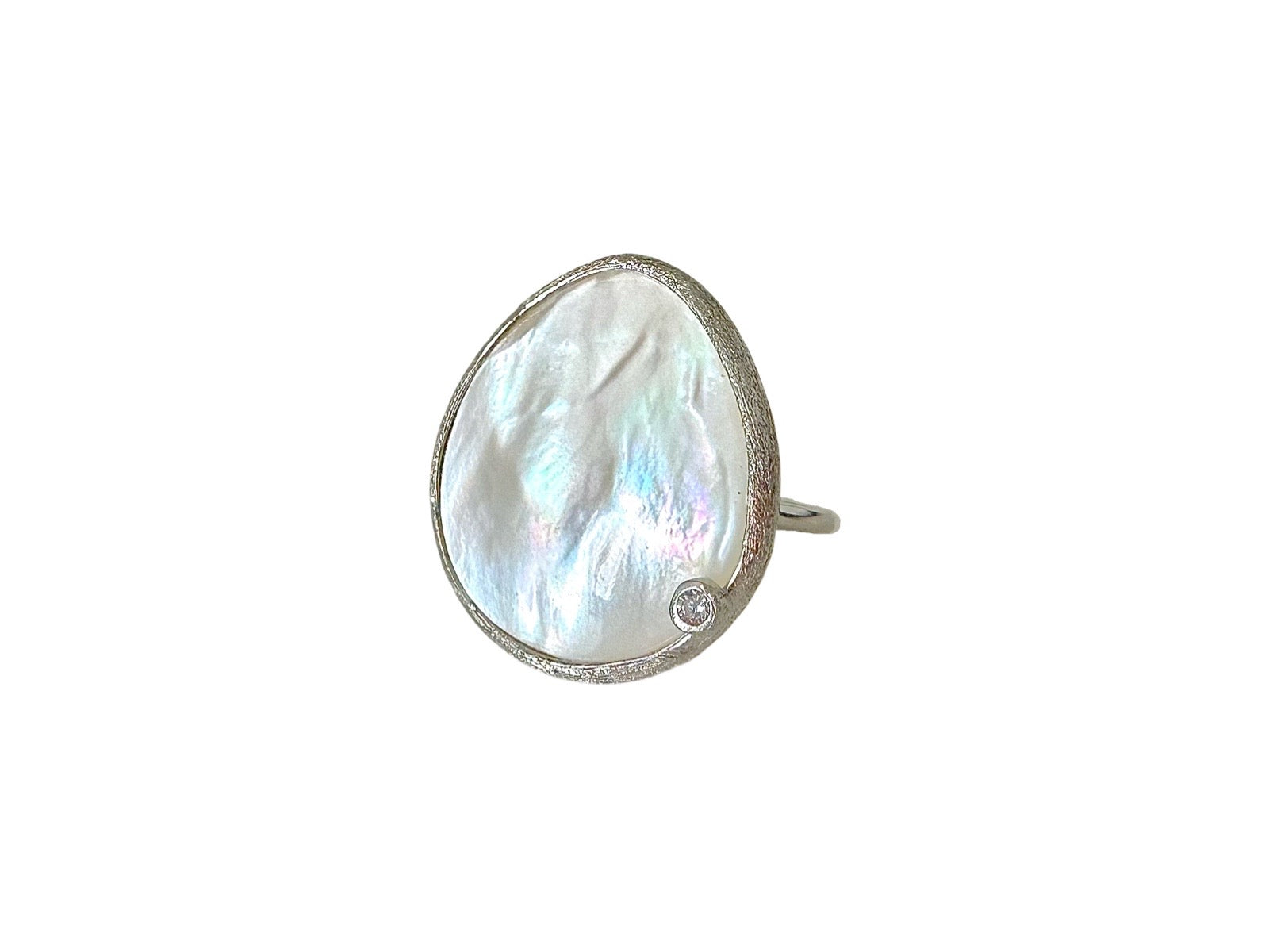 MOTHER OR PEARL SILVER RING