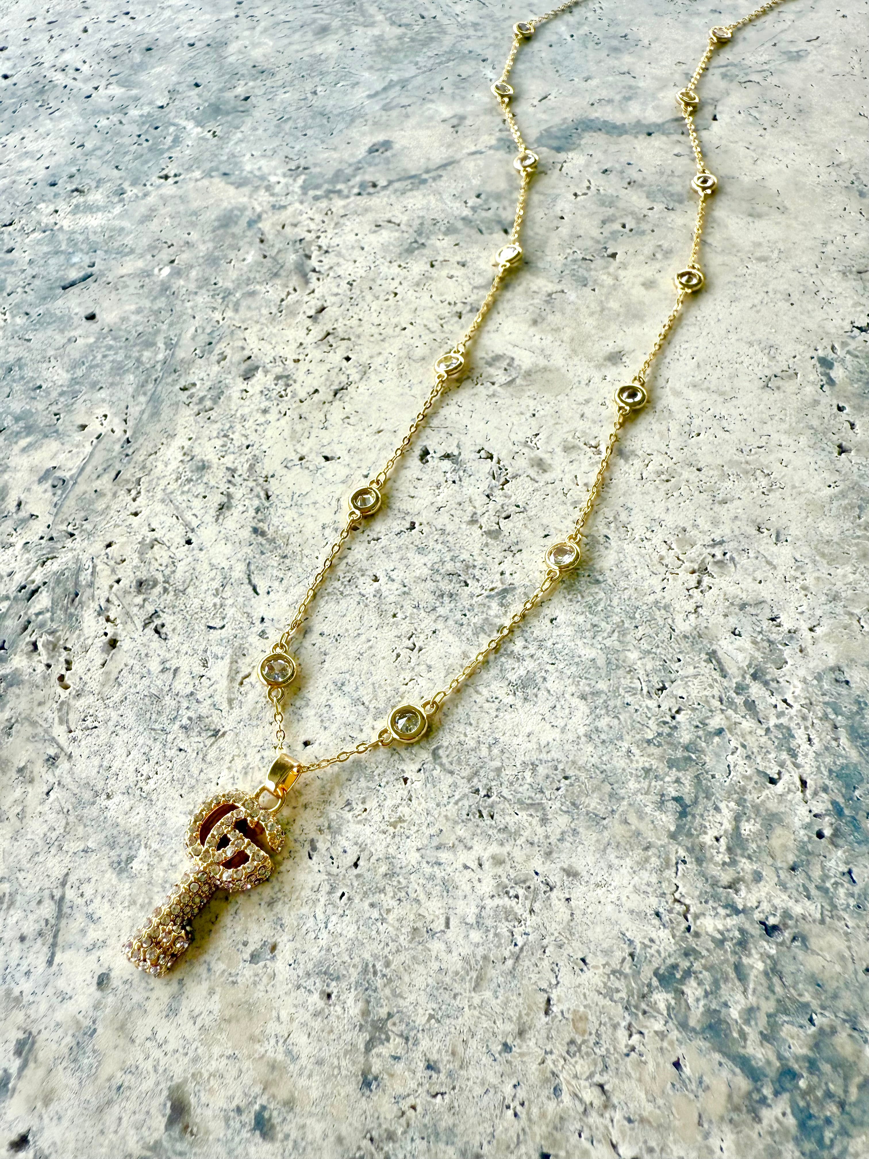 GG CZ Key Necklace