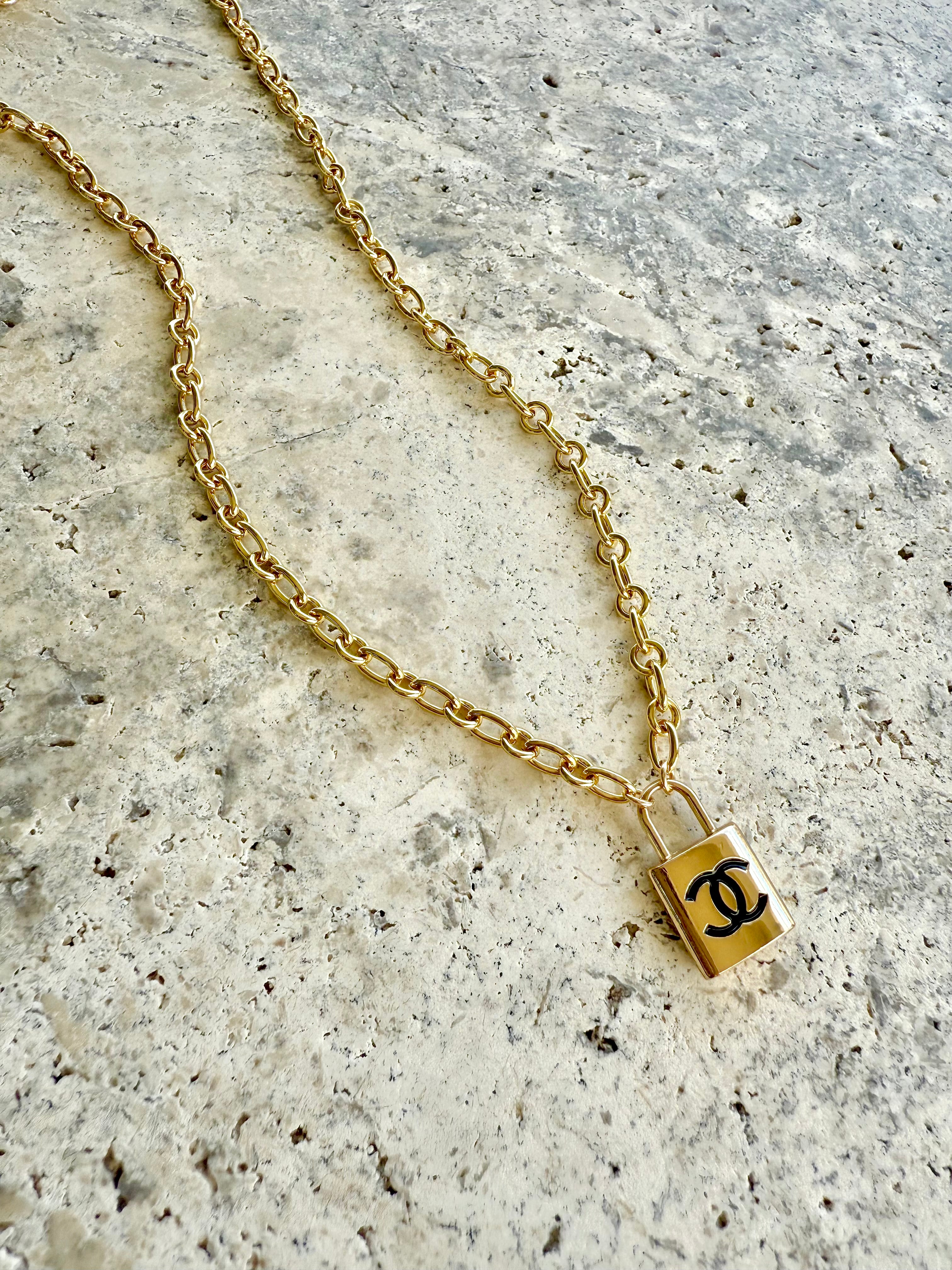 CC Black & Gold Lock Necklace