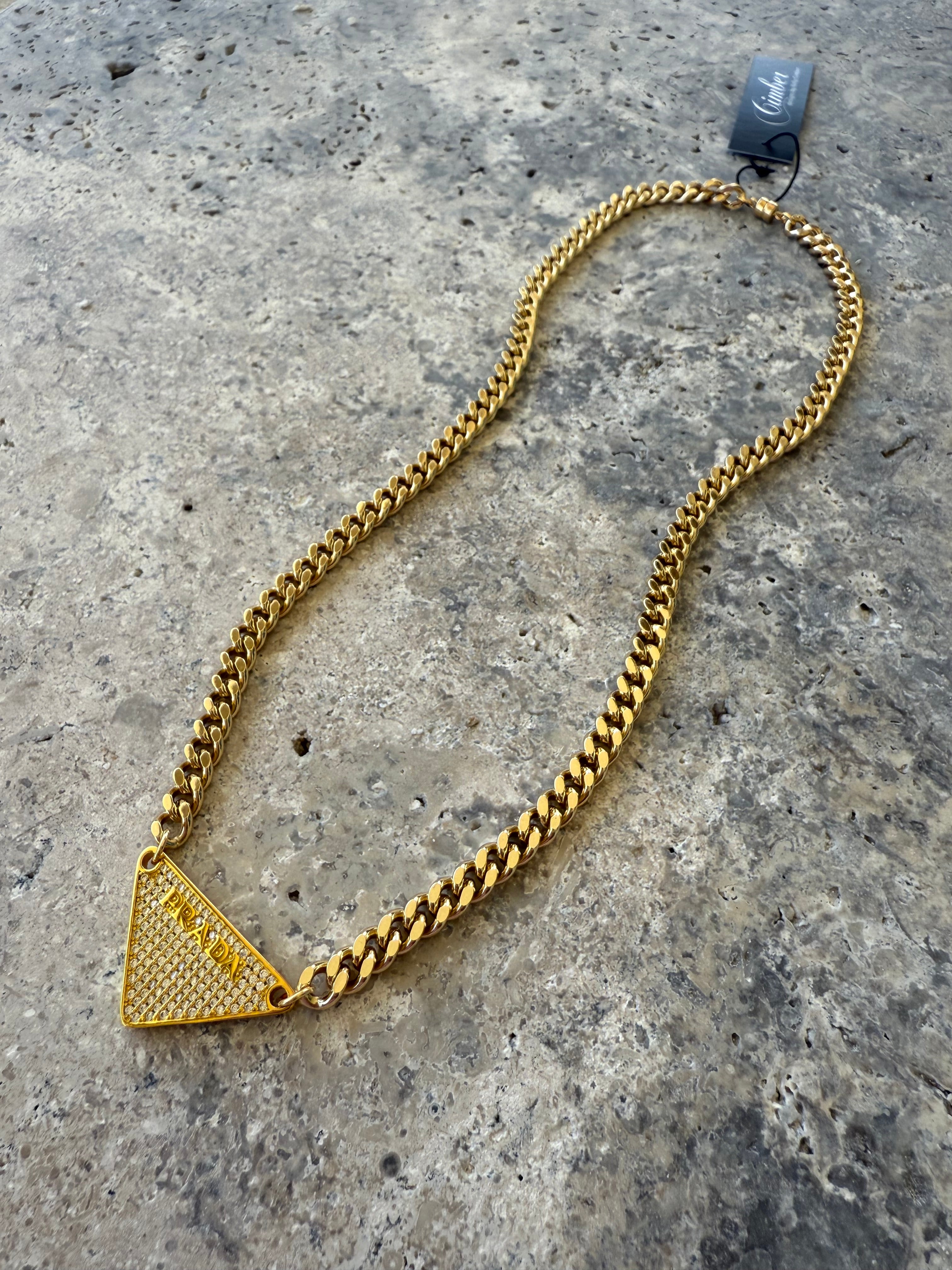 P-RAD CZ Gold Tag Necklace