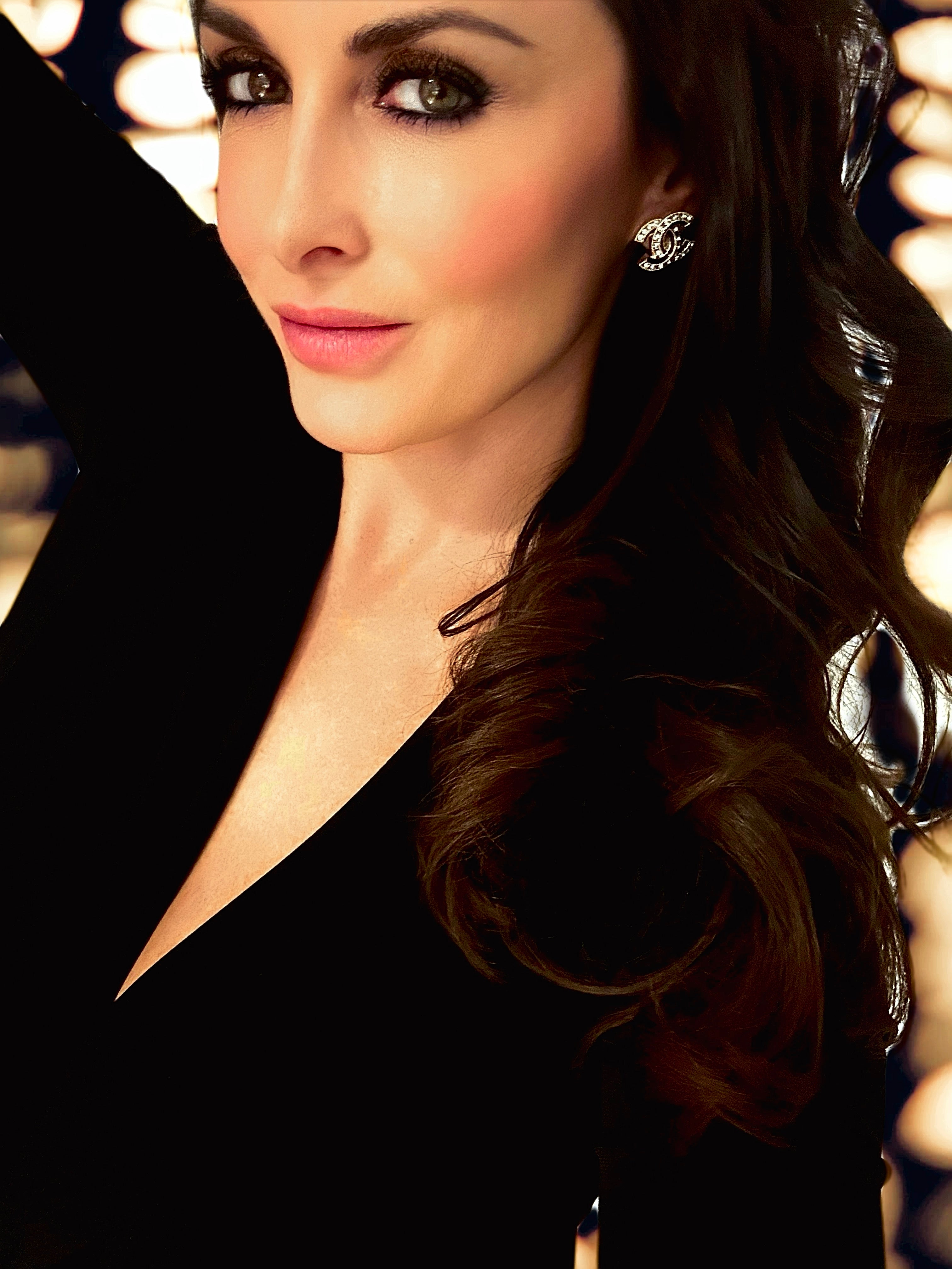 CC Cutout Black CZ Button Earrings