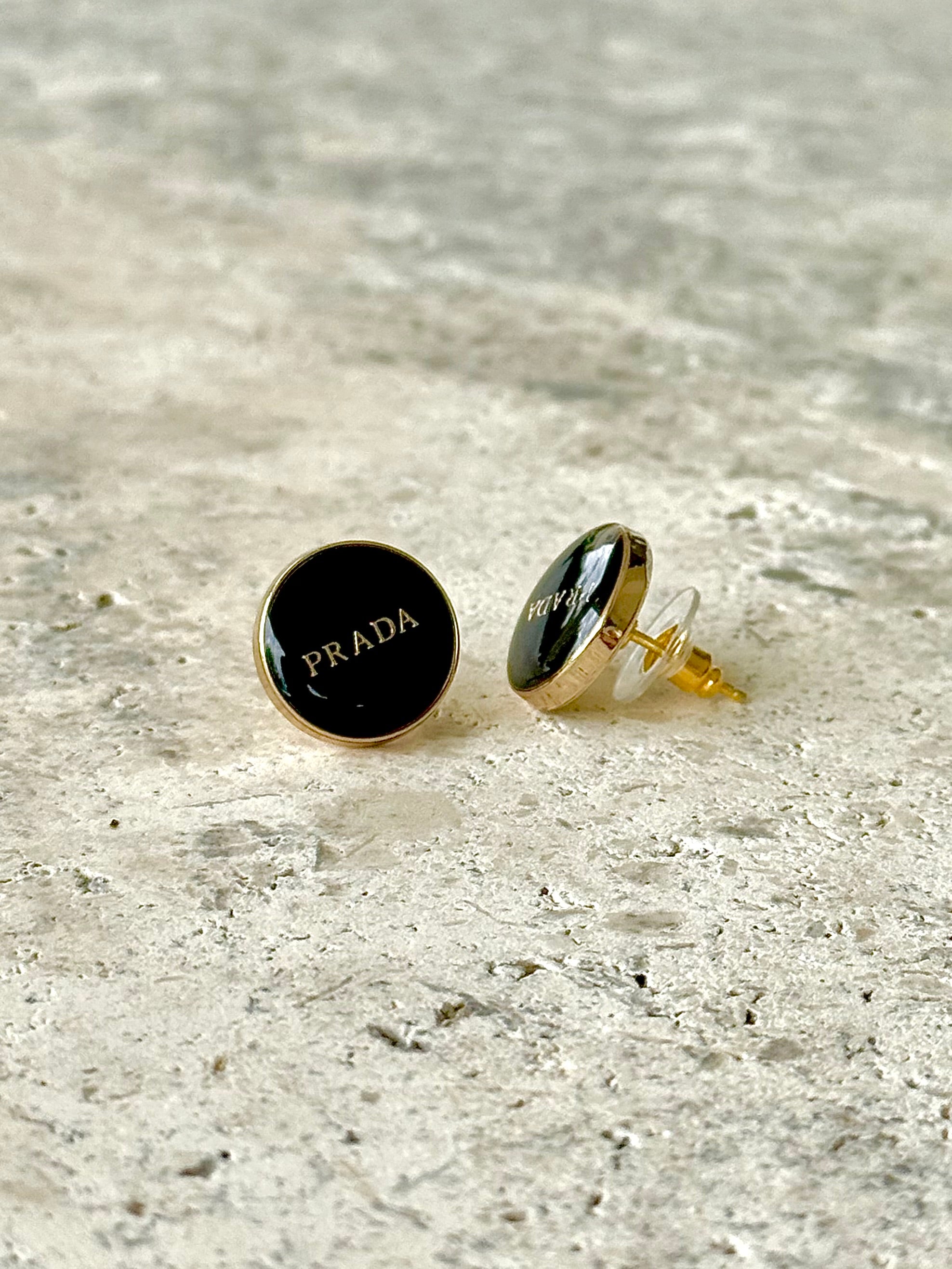 P-RAD Black Button Earrings
