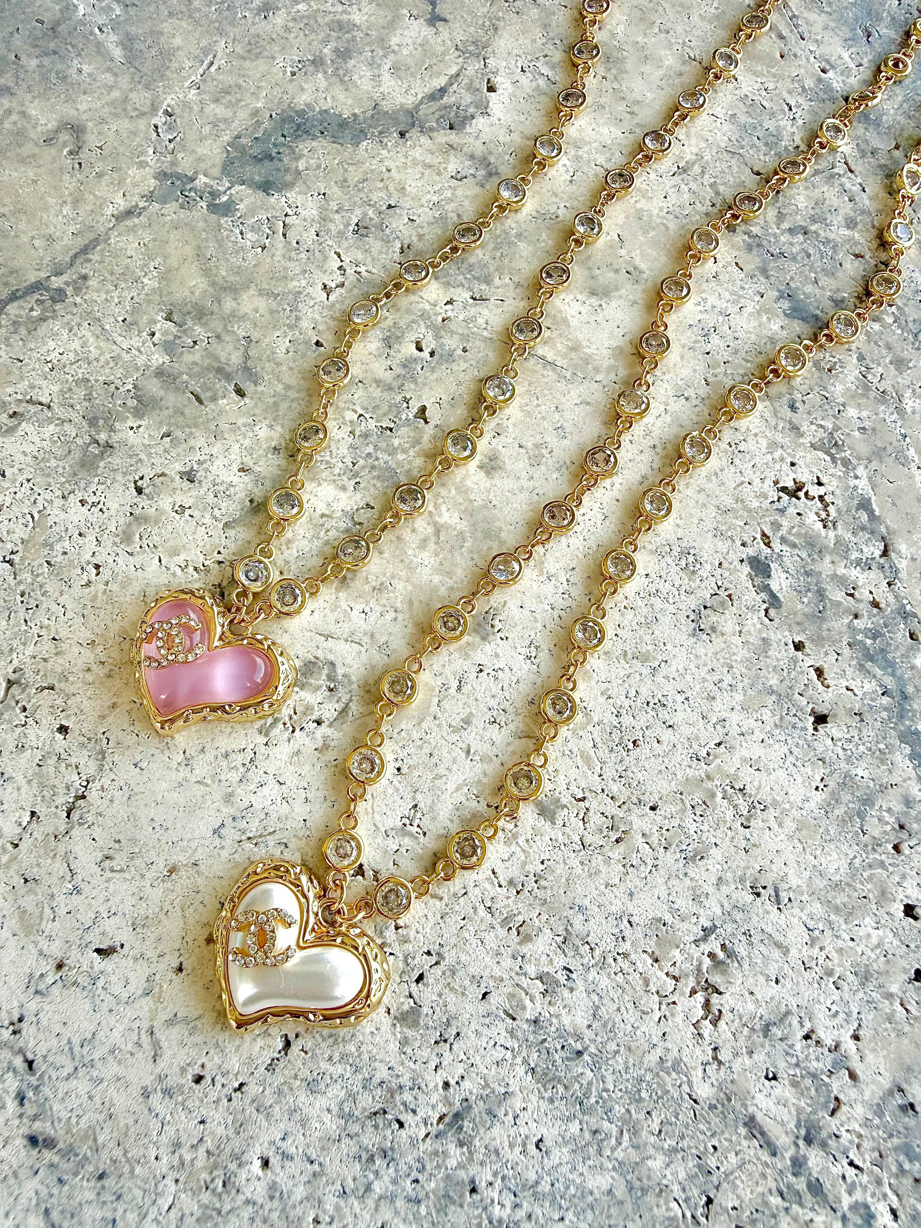 CC Pink CZ Heart Necklace