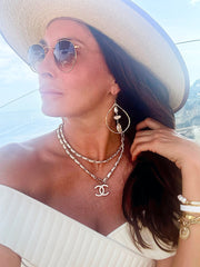 CC White Leather Chain Necklace