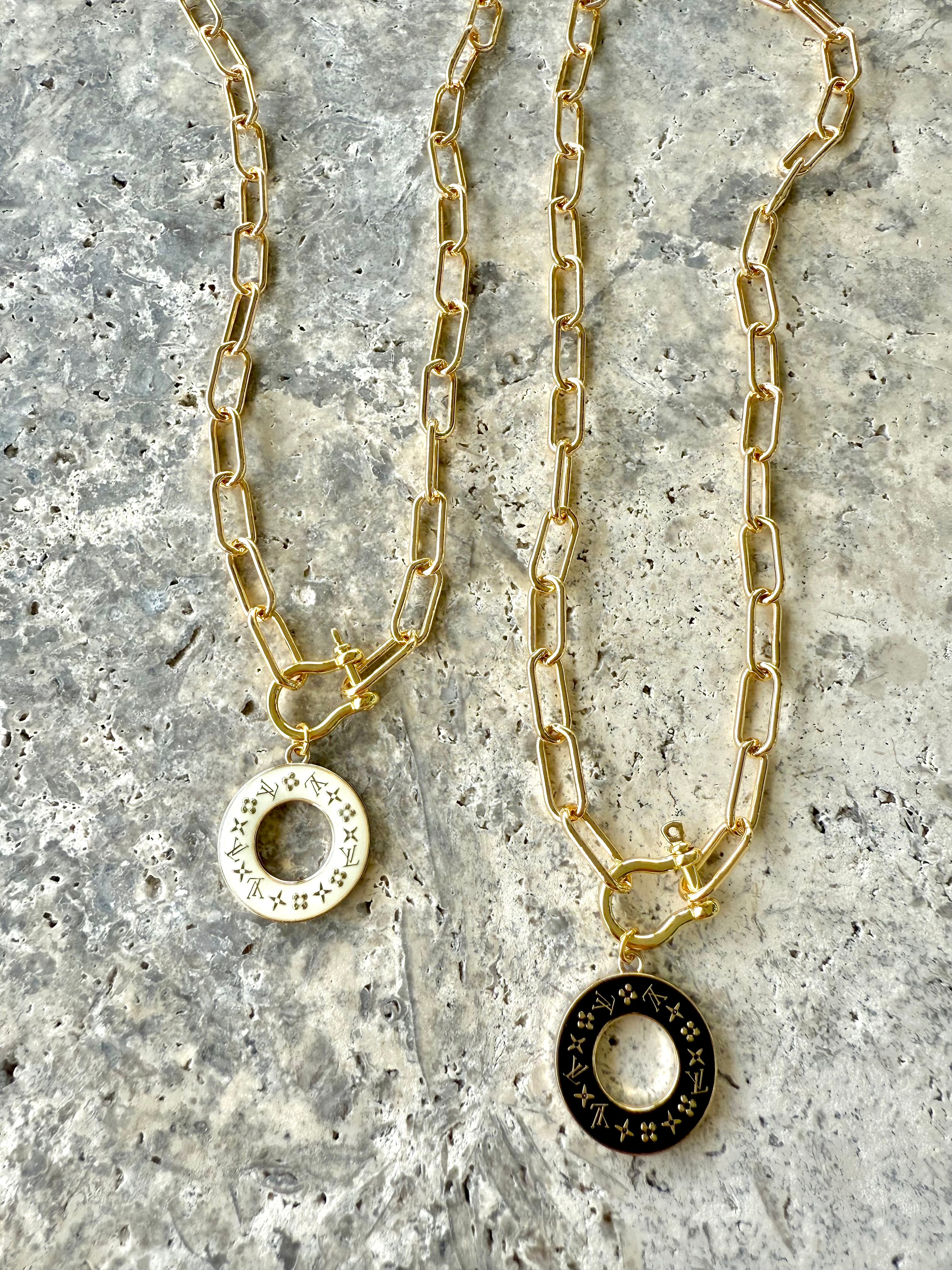 LV Black Donut Link Necklace
