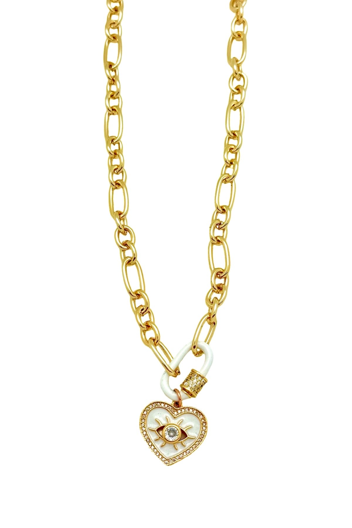 White Eyed Heart Necklace