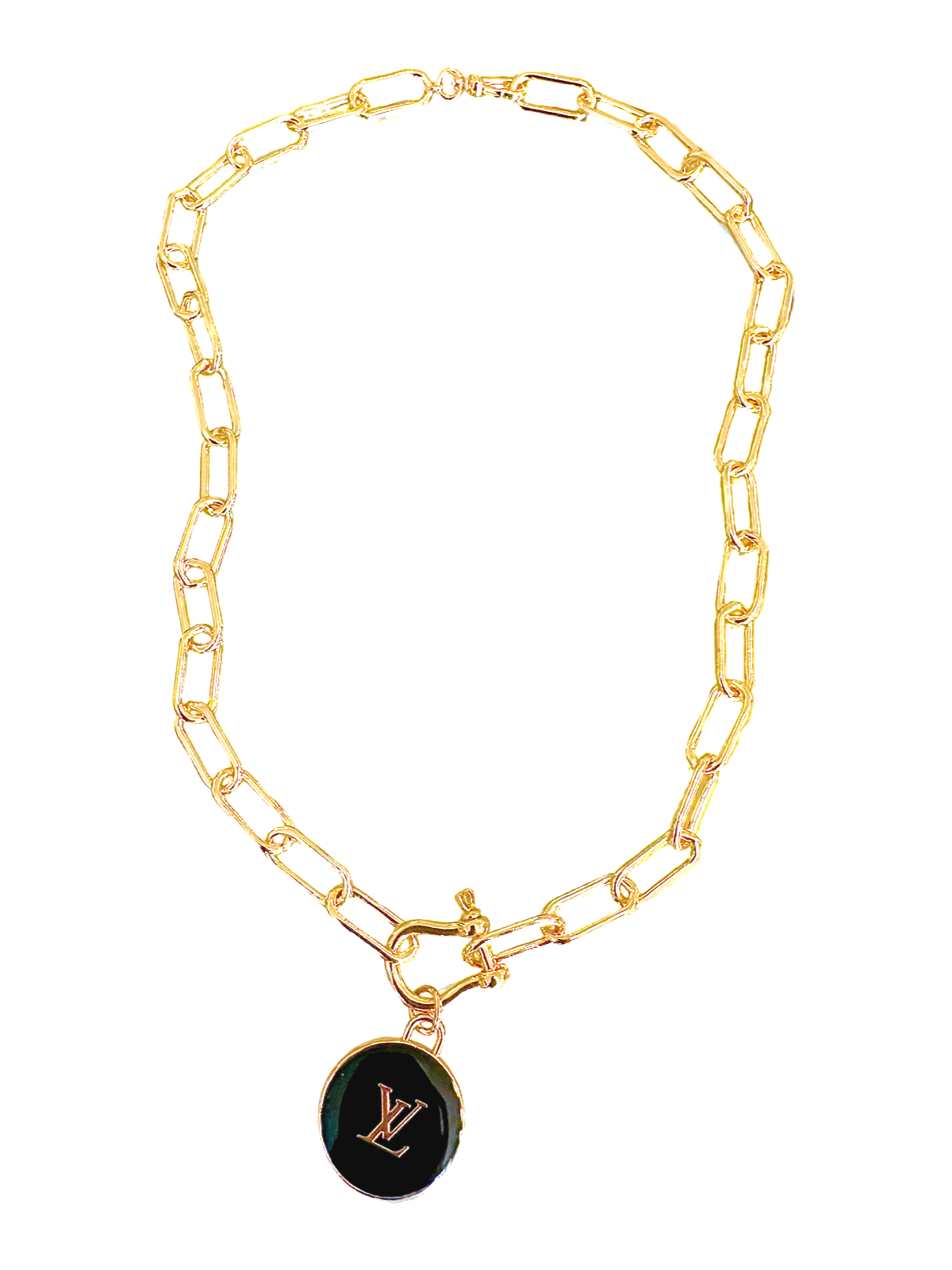 LV Black Coin Link Necklace