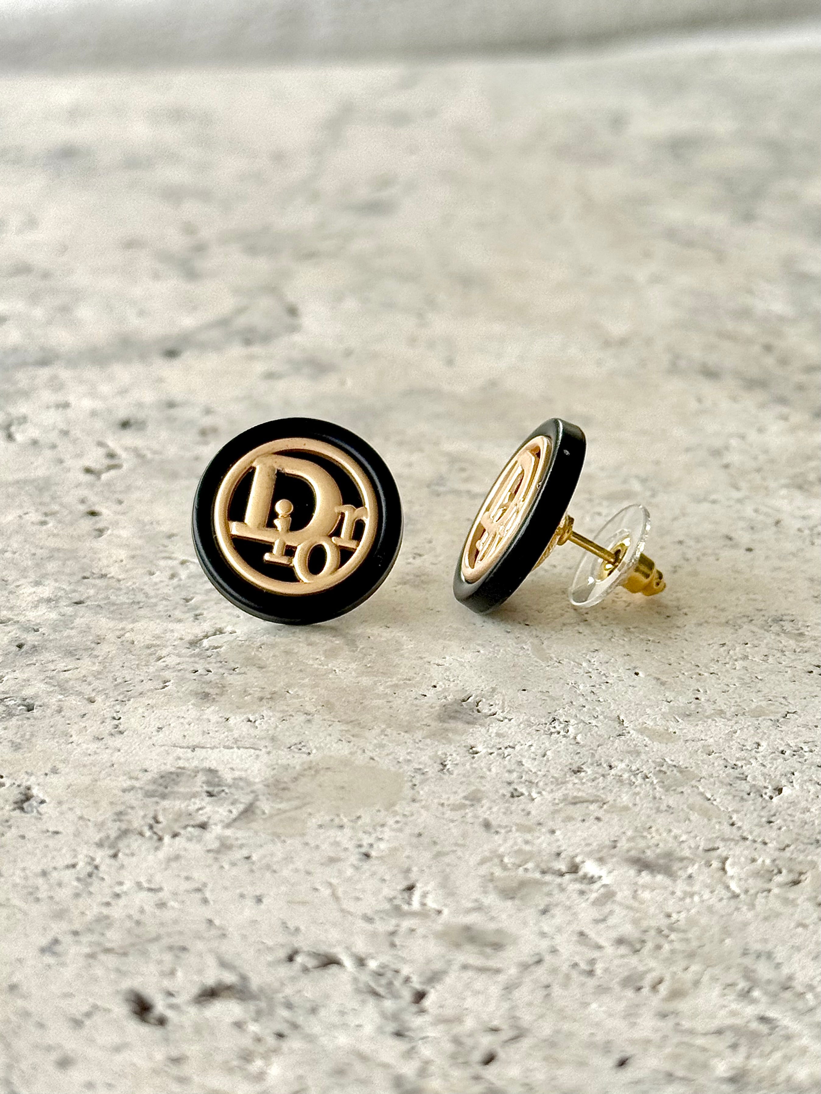 DR Black & Gold Button Earrings