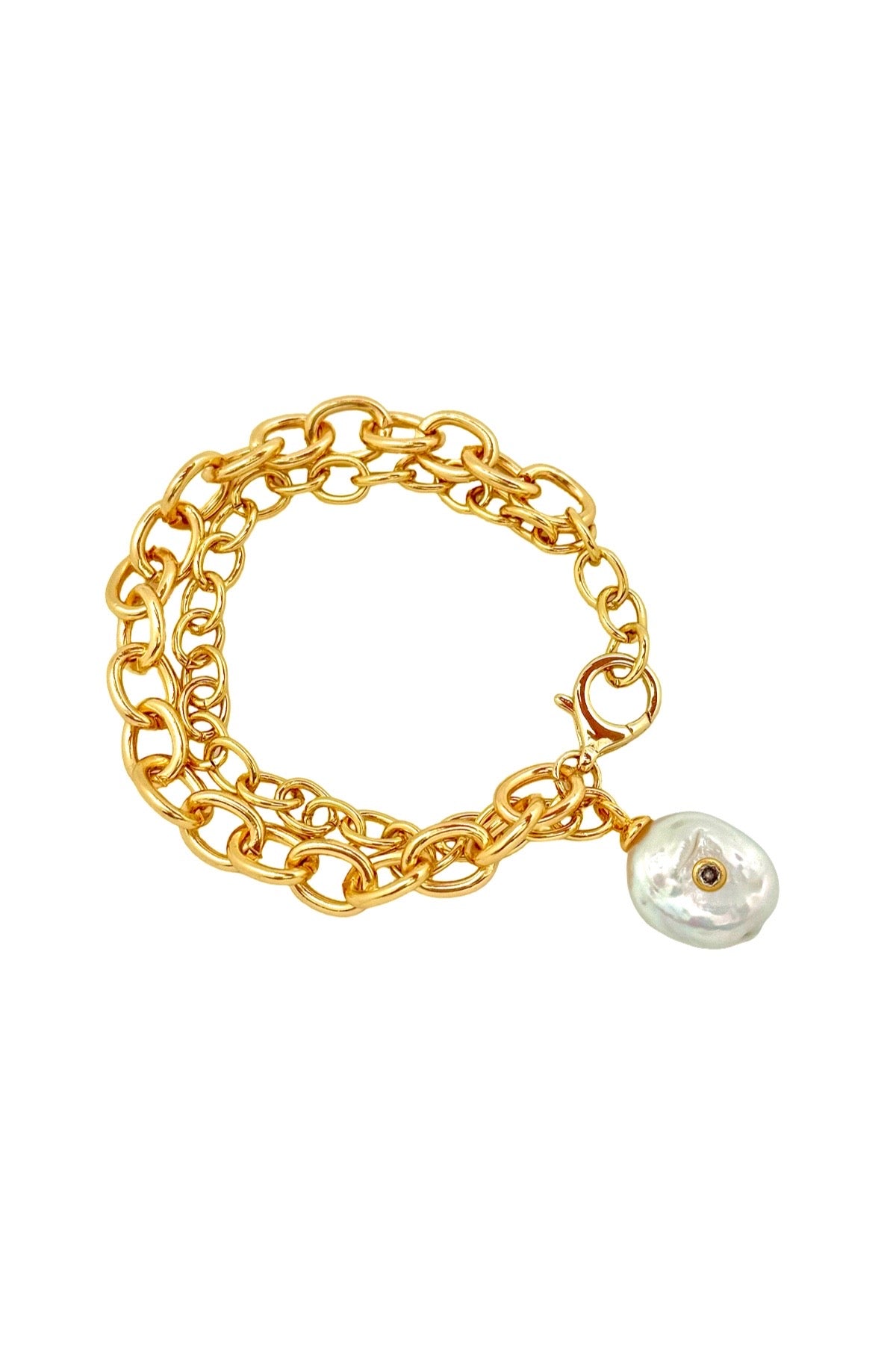 Pearl CZ Link bracelet