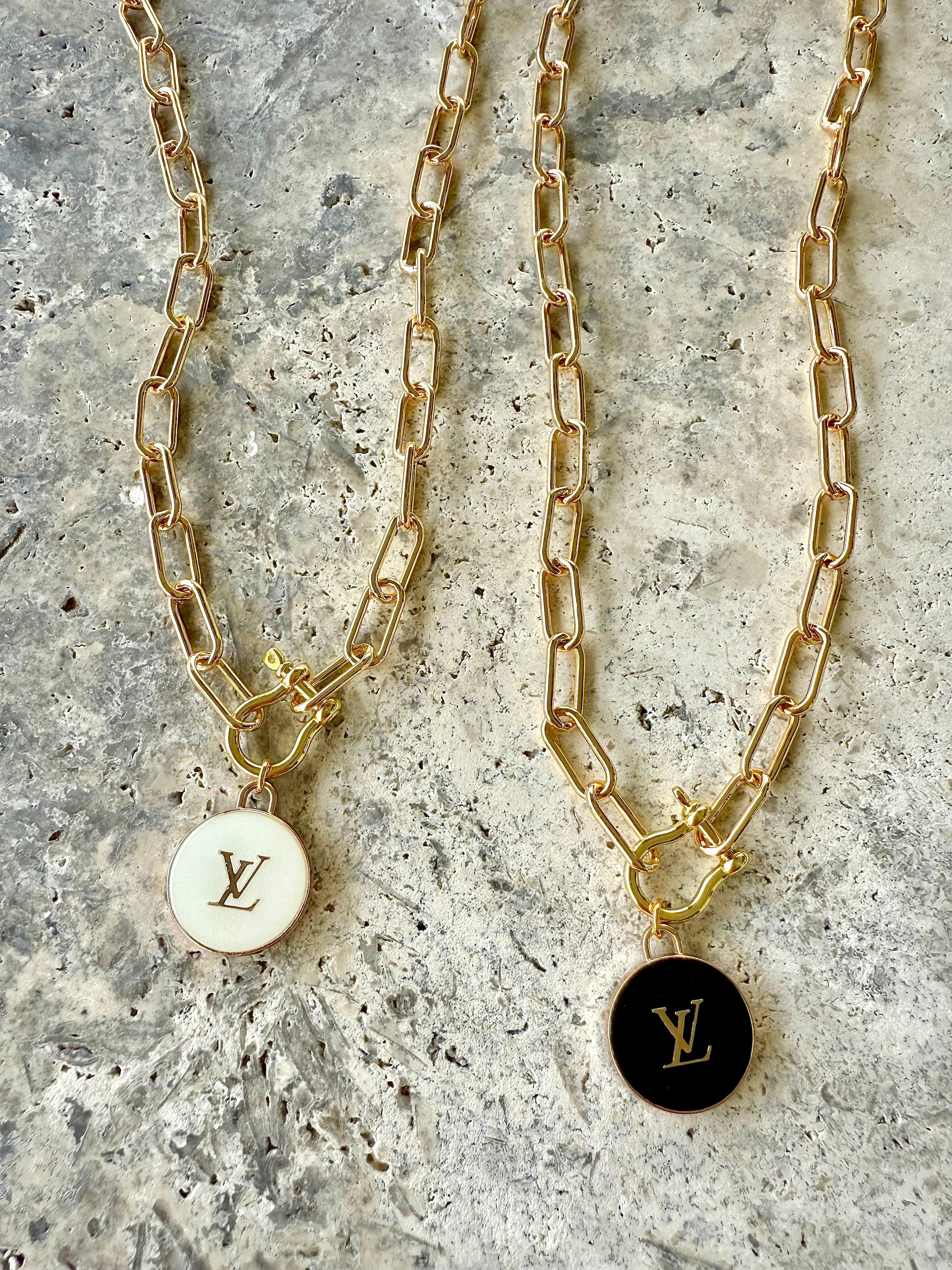 LV Black Coin Link Necklace