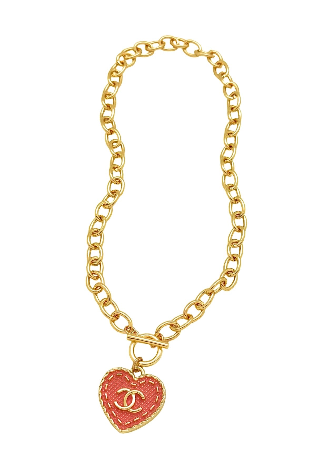 CC Pink Weave Heart Necklace