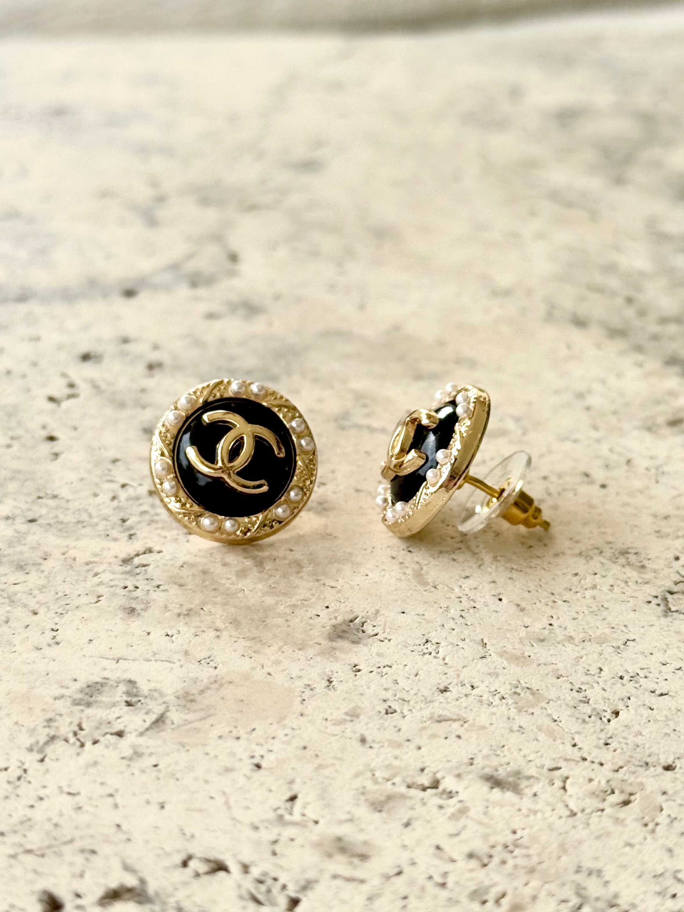 CC Black Pearl Earrings