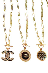 CC Link Black Charm Necklace