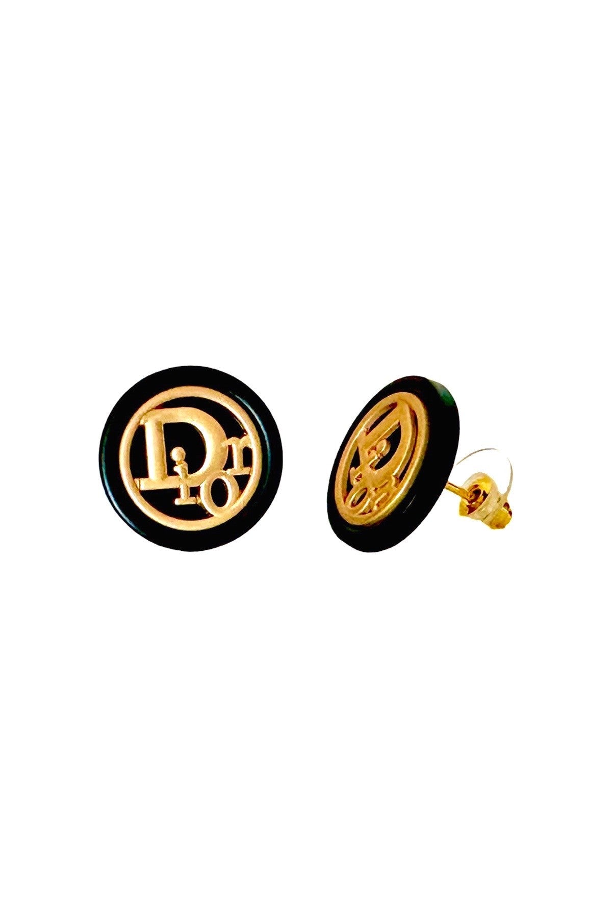 DR Black & Gold Button Earrings