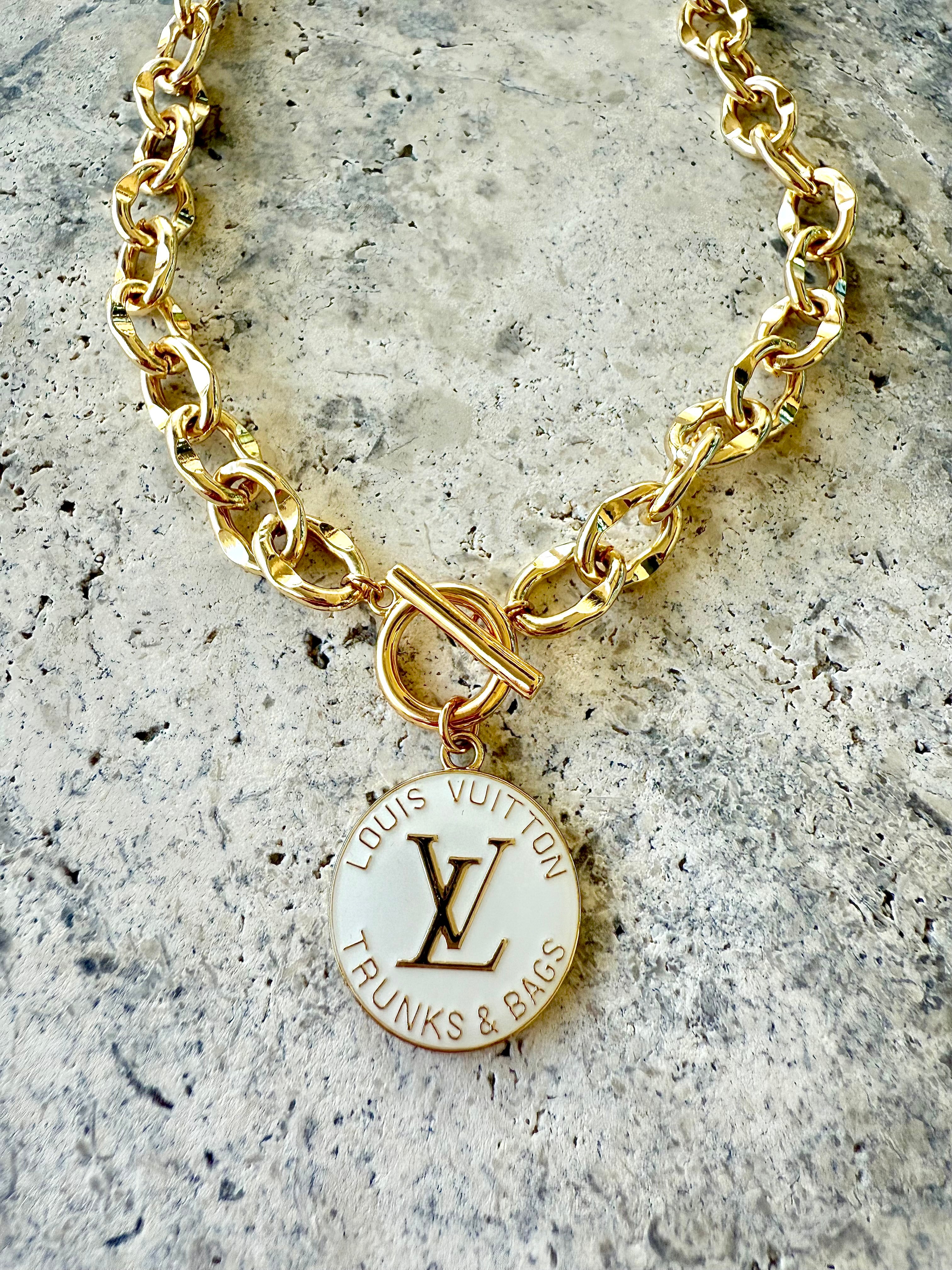 LV White Trunks & Bags Necklace
