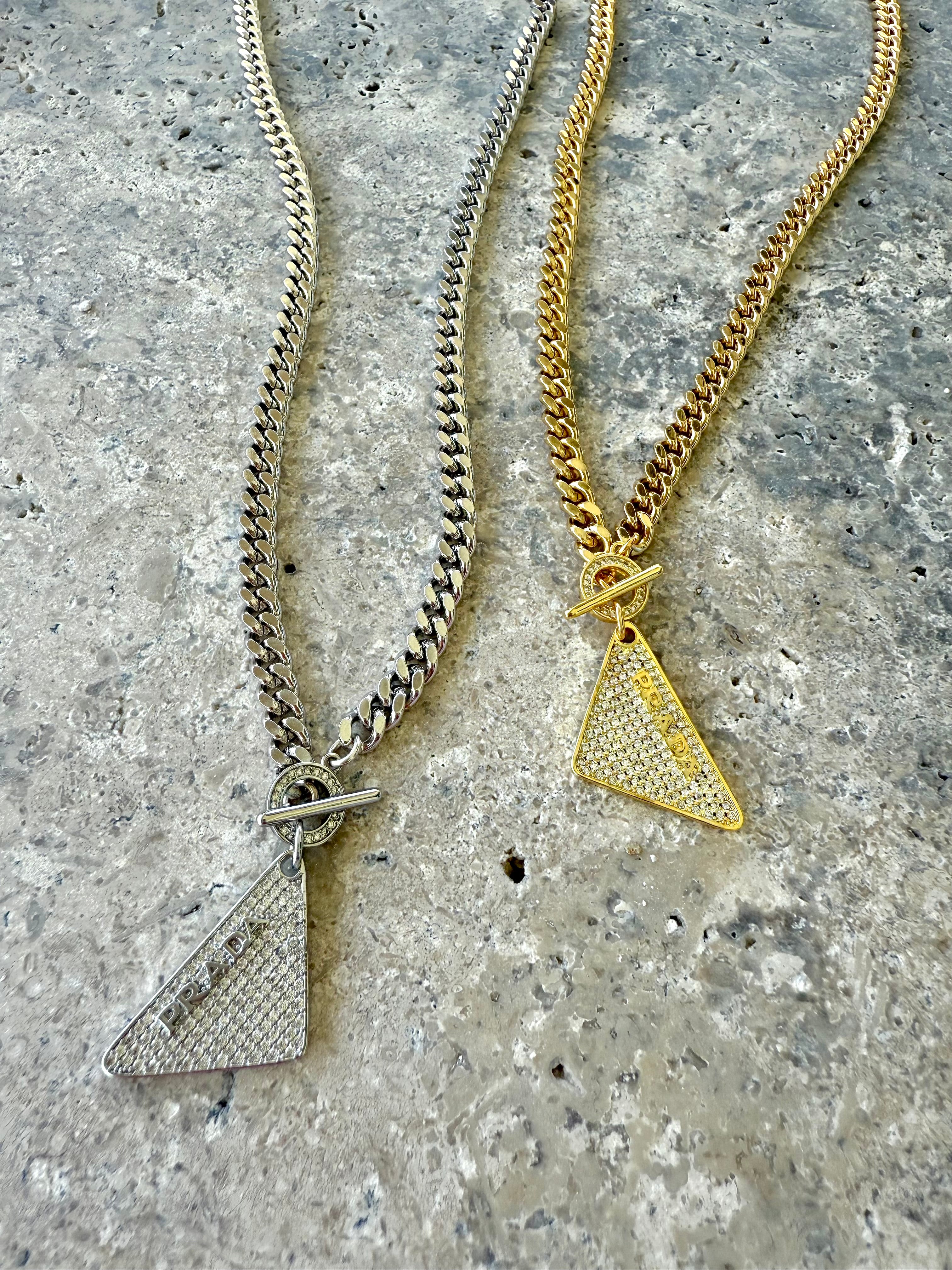P-RAD CZ Tag & Toggle Silver Necklace