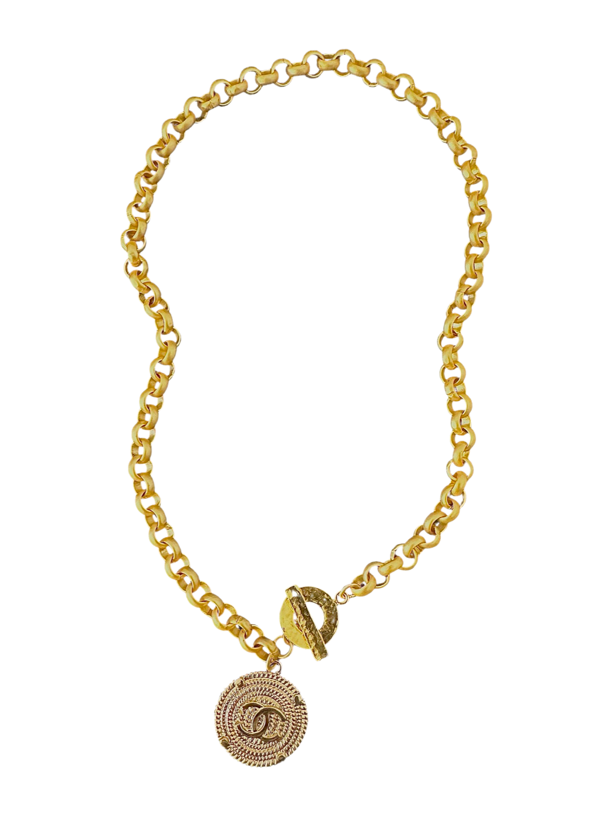 CC Golden Coin Button Necklace