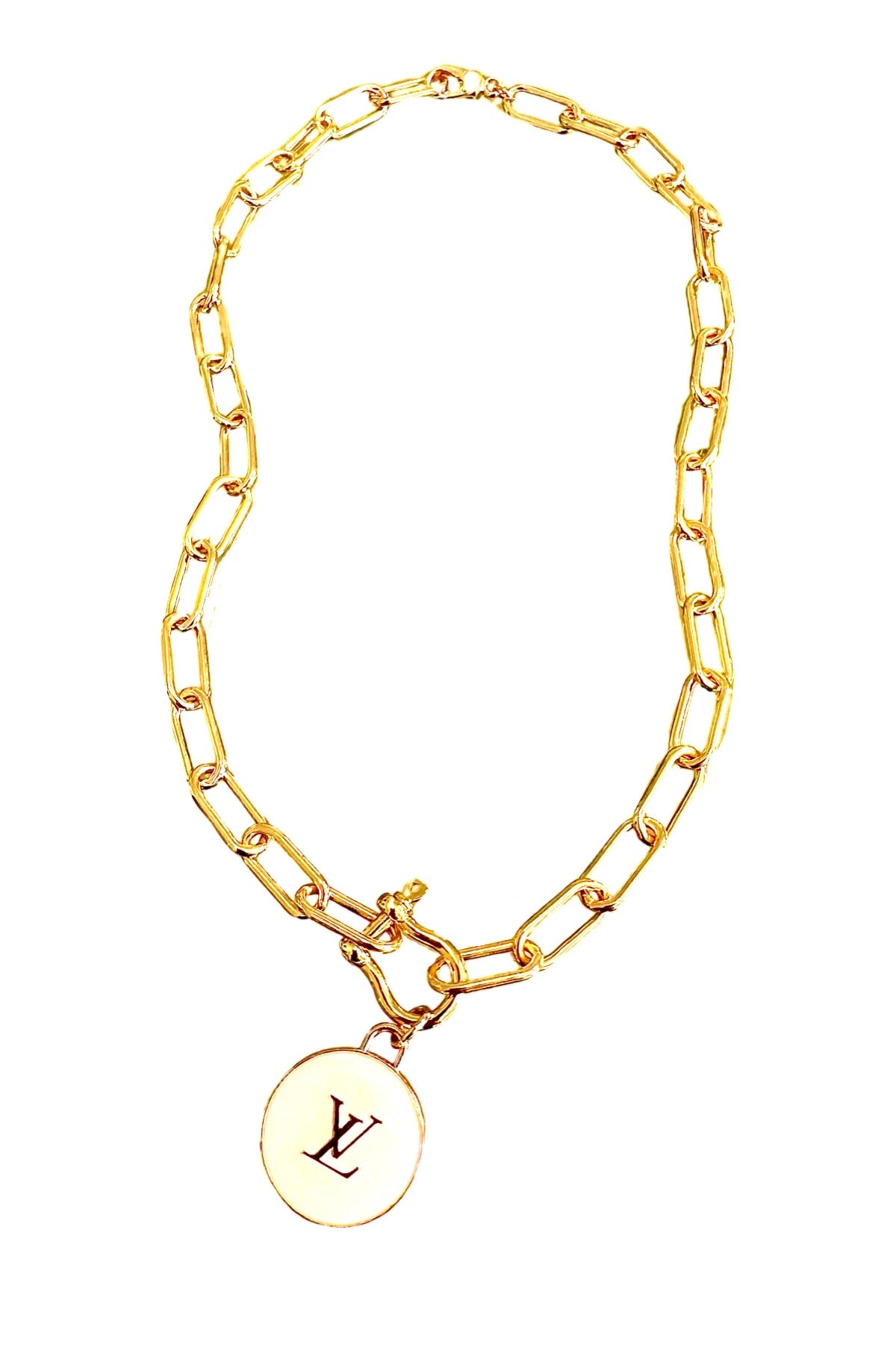 LV White Coin Link Necklace