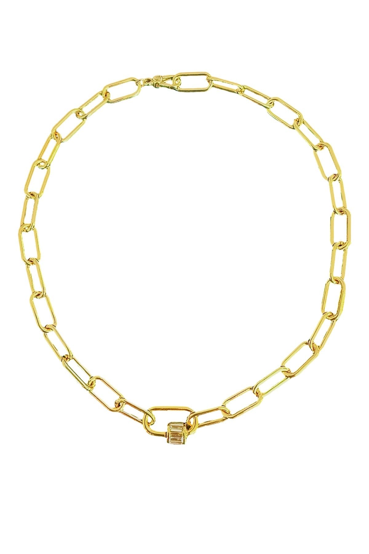 Tiny CZ Link Carabiner Necklace