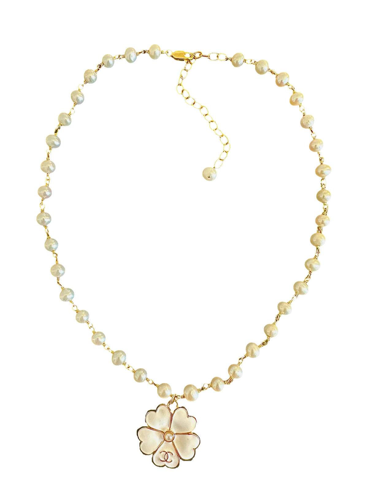 CC White Flower Charm Necklace
