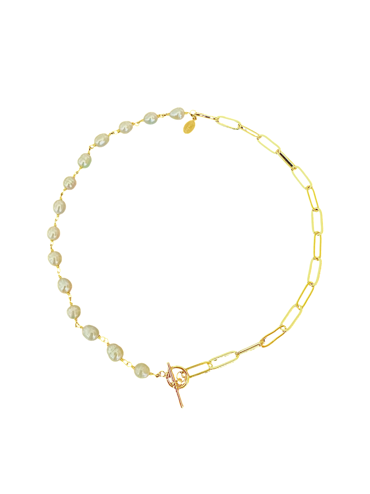 Pearl & Paperclip Toggle Necklace