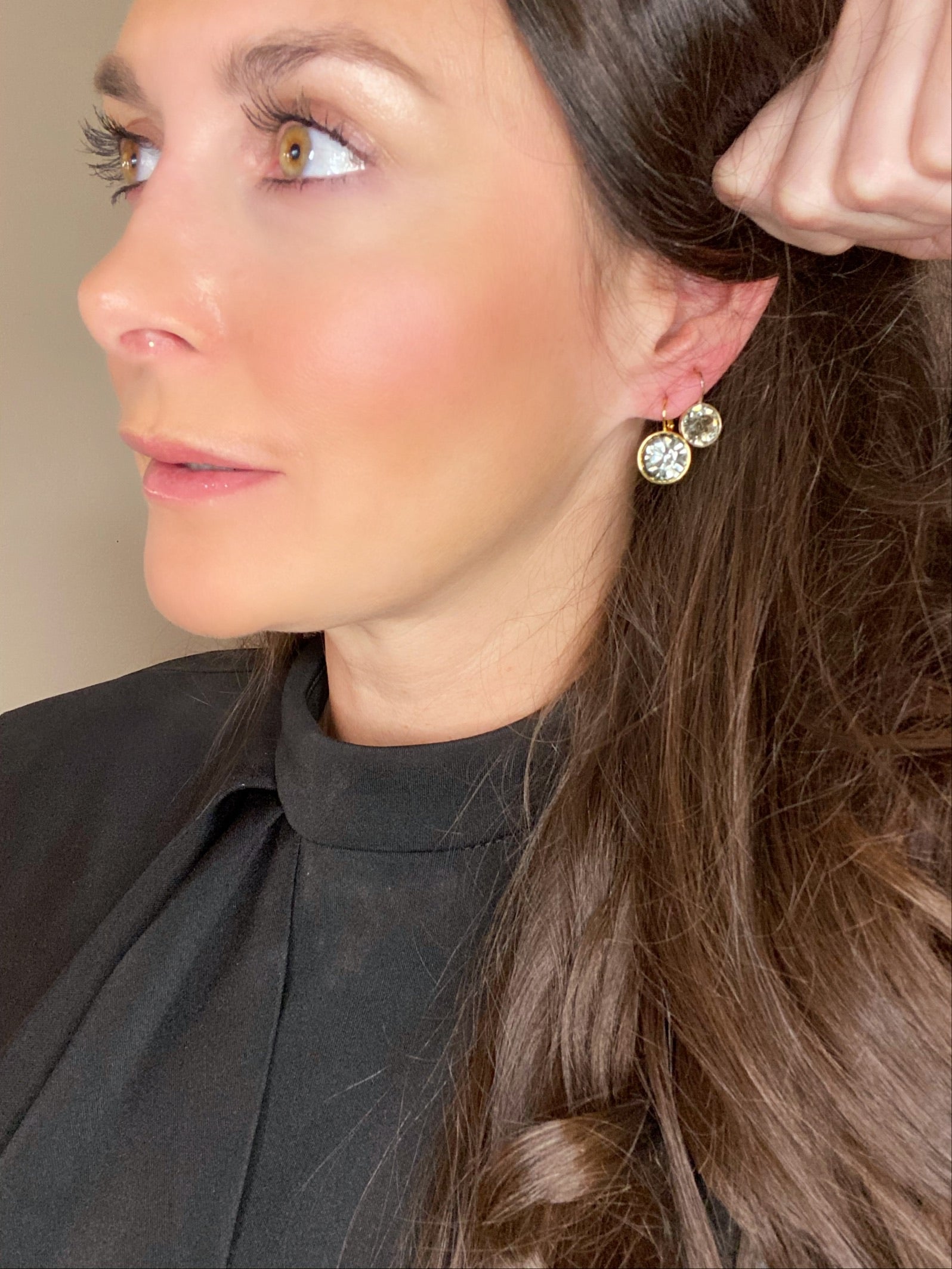 Black Diamond Swarovski Silver Ear drop