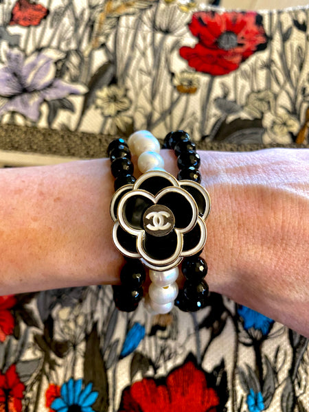 ★BLACKPURPLE★送料込み★Yeriel Pearl Ball Cubic Bracelet BLACKPURPLE (ブラックパープル) Yeriel Pearl Ball Cubic