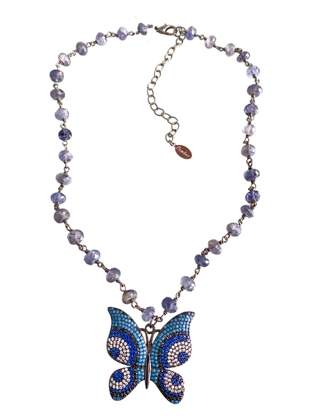 Dark Blue Butterfly Necklace – Cimber Designs Dark Blue Butterfly Necklace – Cimber Designs
