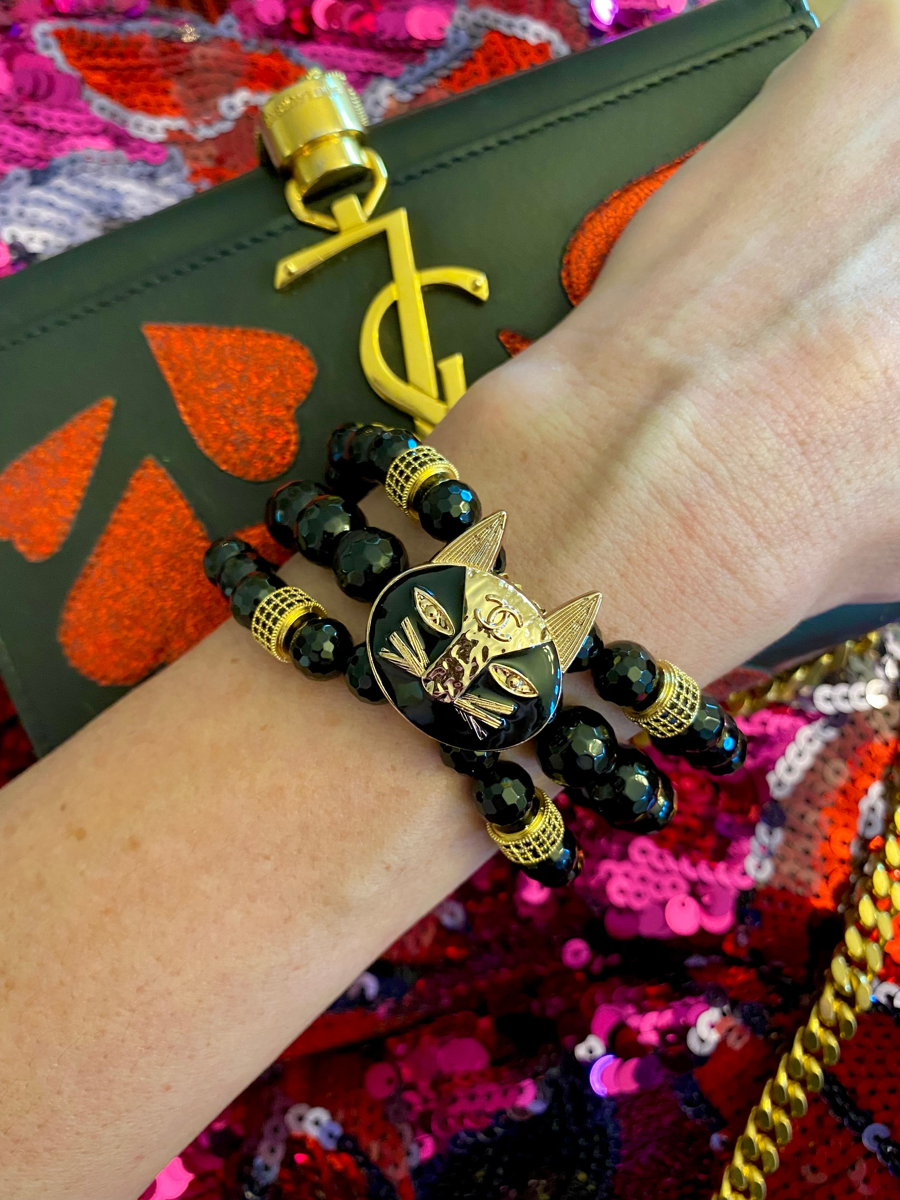 CC Large Kitty Kat Black Button bracelet