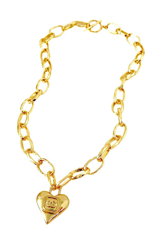 CC Gold Lock Heart Necklace