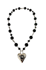 CC Black & Silver Lock Heart Necklace