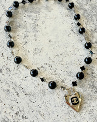 CC Black & Silver Lock Heart Necklace