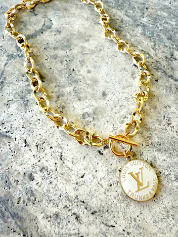 LV White Trunks & Bags Necklace