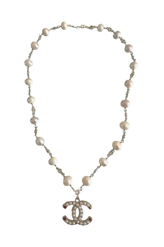 CC Silver Pearl & CZ Necklace