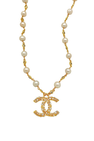 CC Pearl & CZ Pendant Necklace