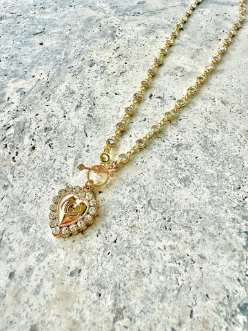 GG CZ Heart Necklace