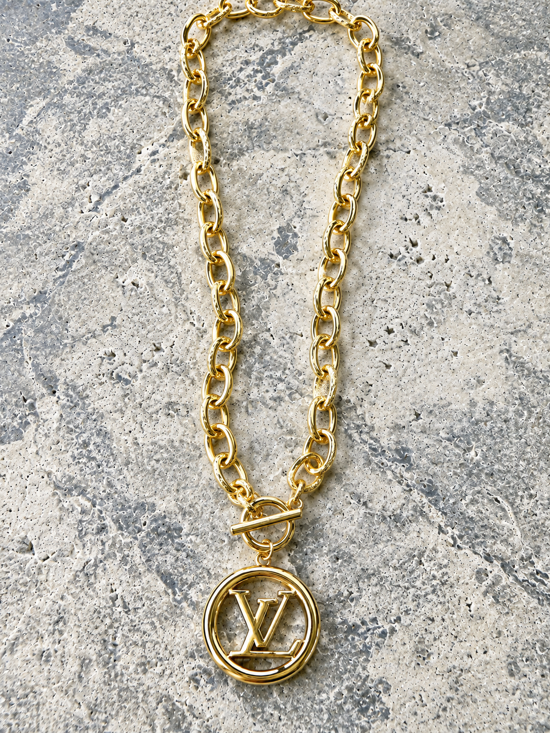 LV Gold Circle Necklace