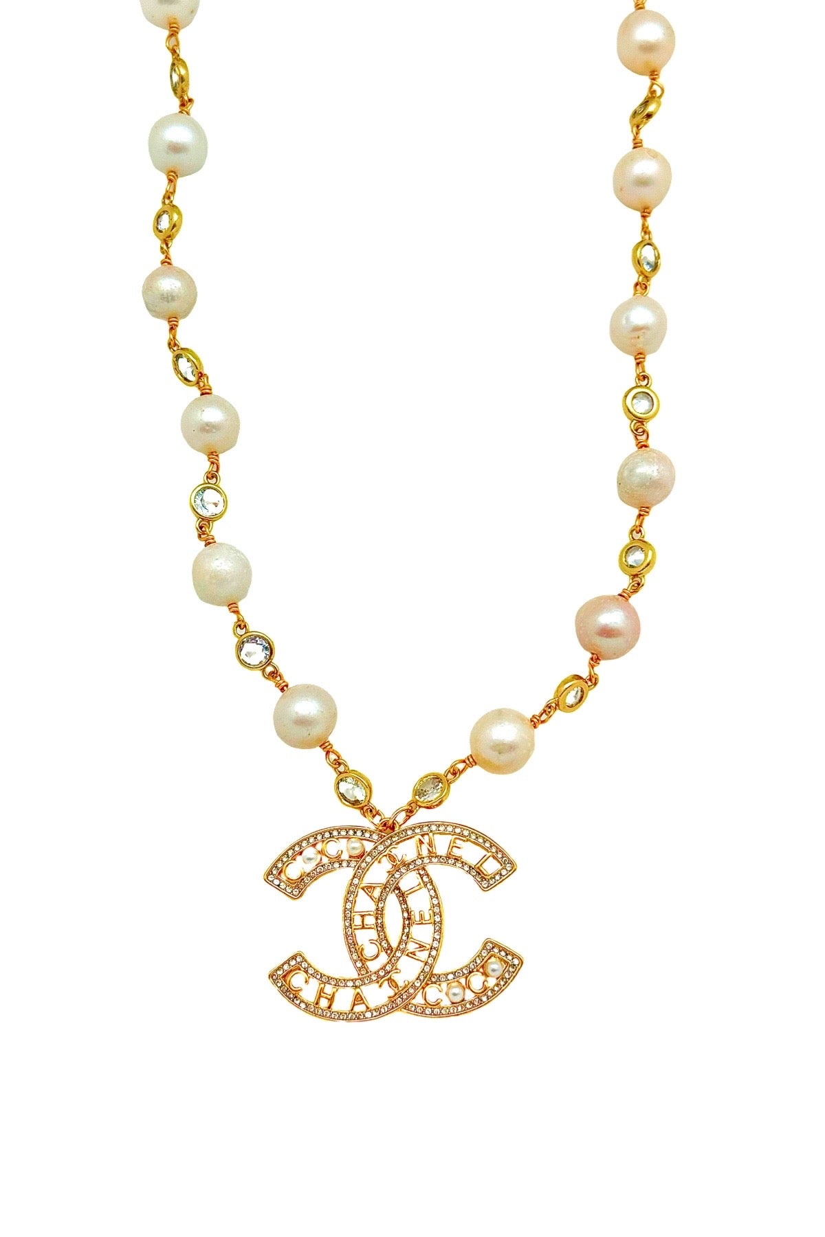 CC Large Pearl & CZ Pendant Necklace