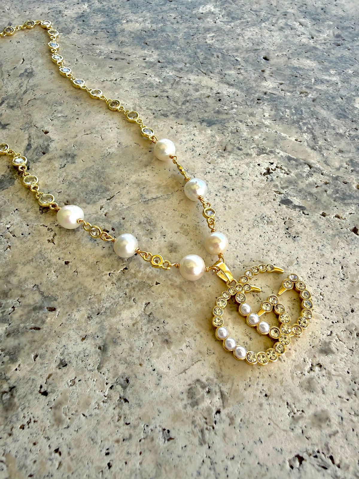 GG & CZ Pearl Necklace