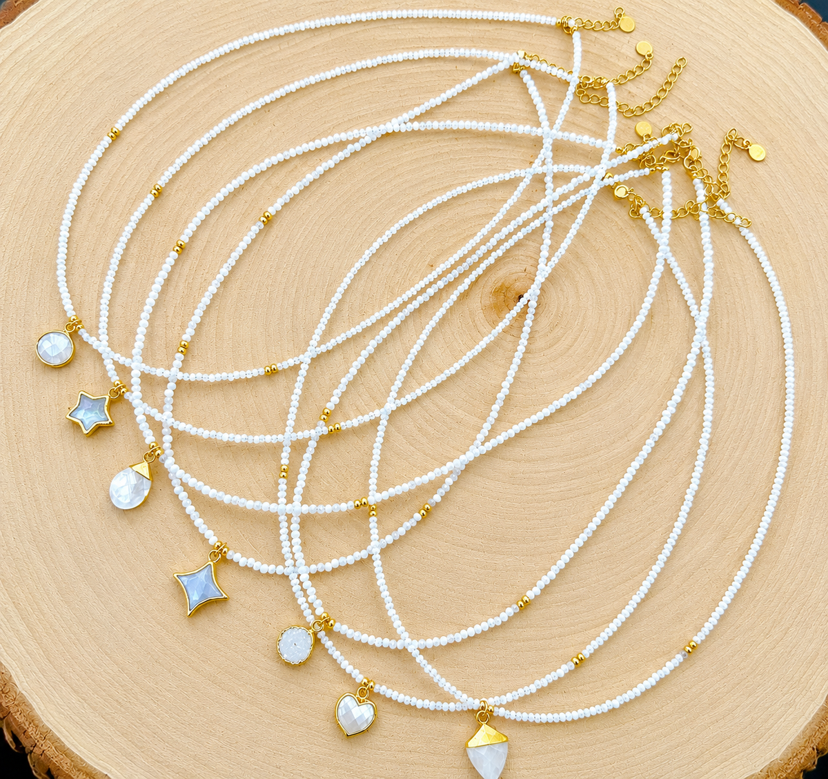 Moonstone Gemstone Charm Necklace