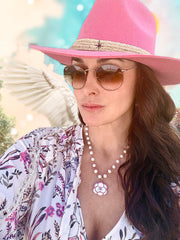 CC Pink & Pearl Flower Necklace