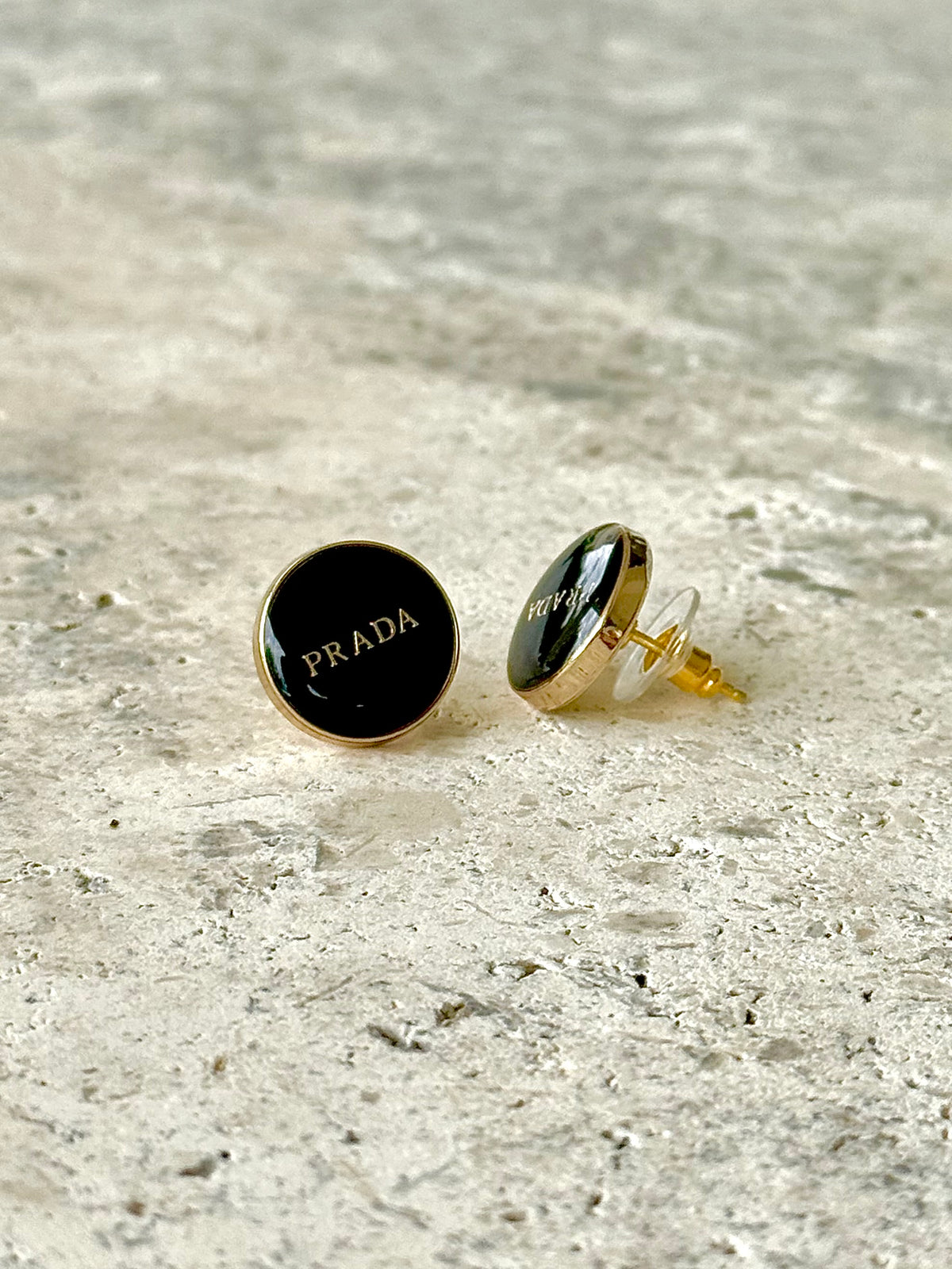 P-RAD Black Button Earrings
