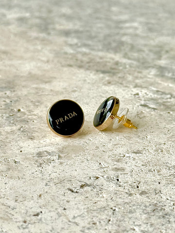P-RAD Black Button Earrings