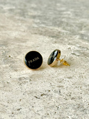 P-RAD Black Button Earrings