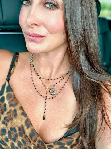 CC Black Bling Charm Necklace