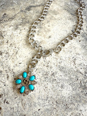 GG  Silver & Turquoise CZ Necklace