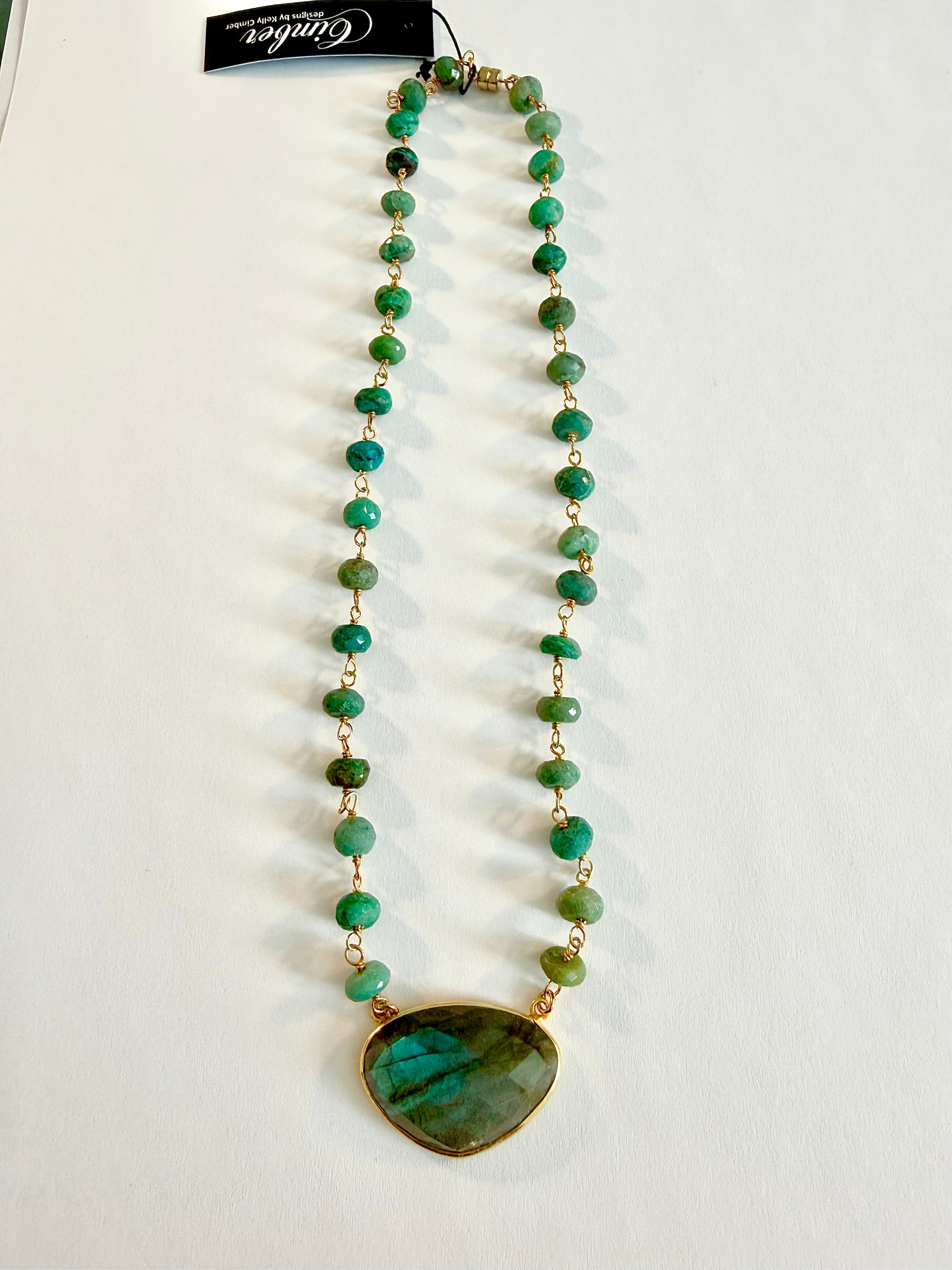 Lab pendant & Turq Necklace