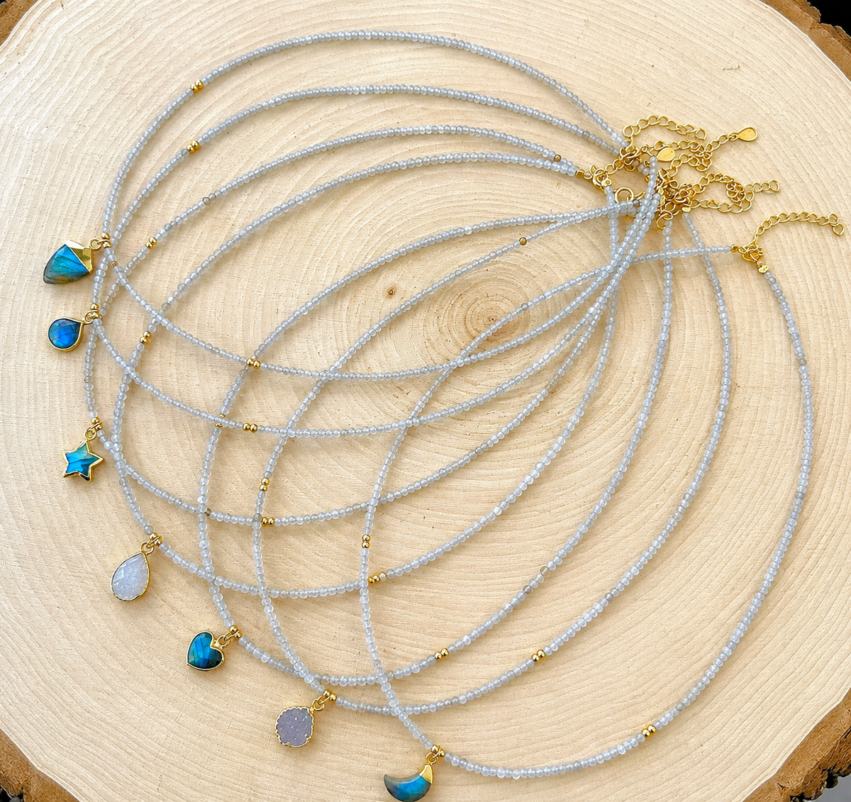Labradorite Gemstone Charm Necklace