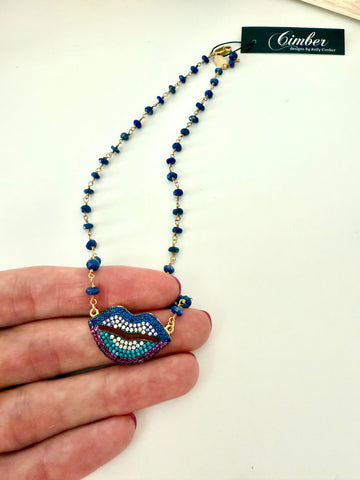 Lapis Lips Necklace