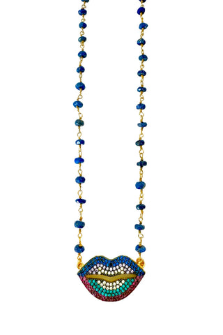 Lapis Lips Necklace